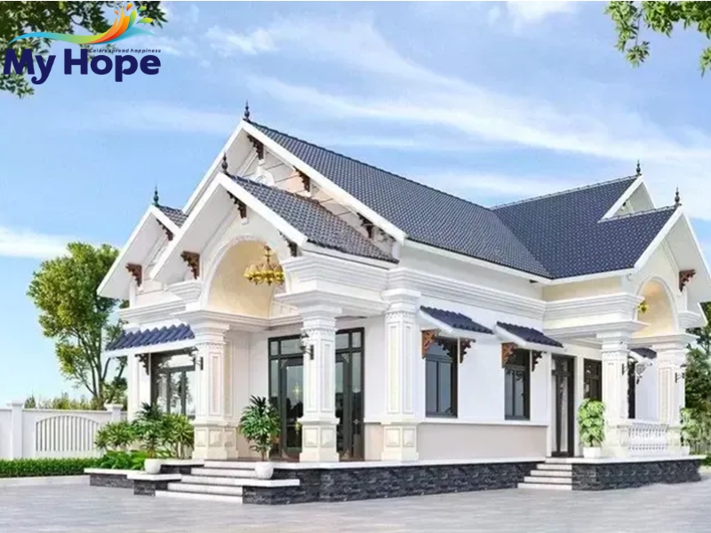 Mẫu sơn nhà cấp 4 mái Thái đẹp